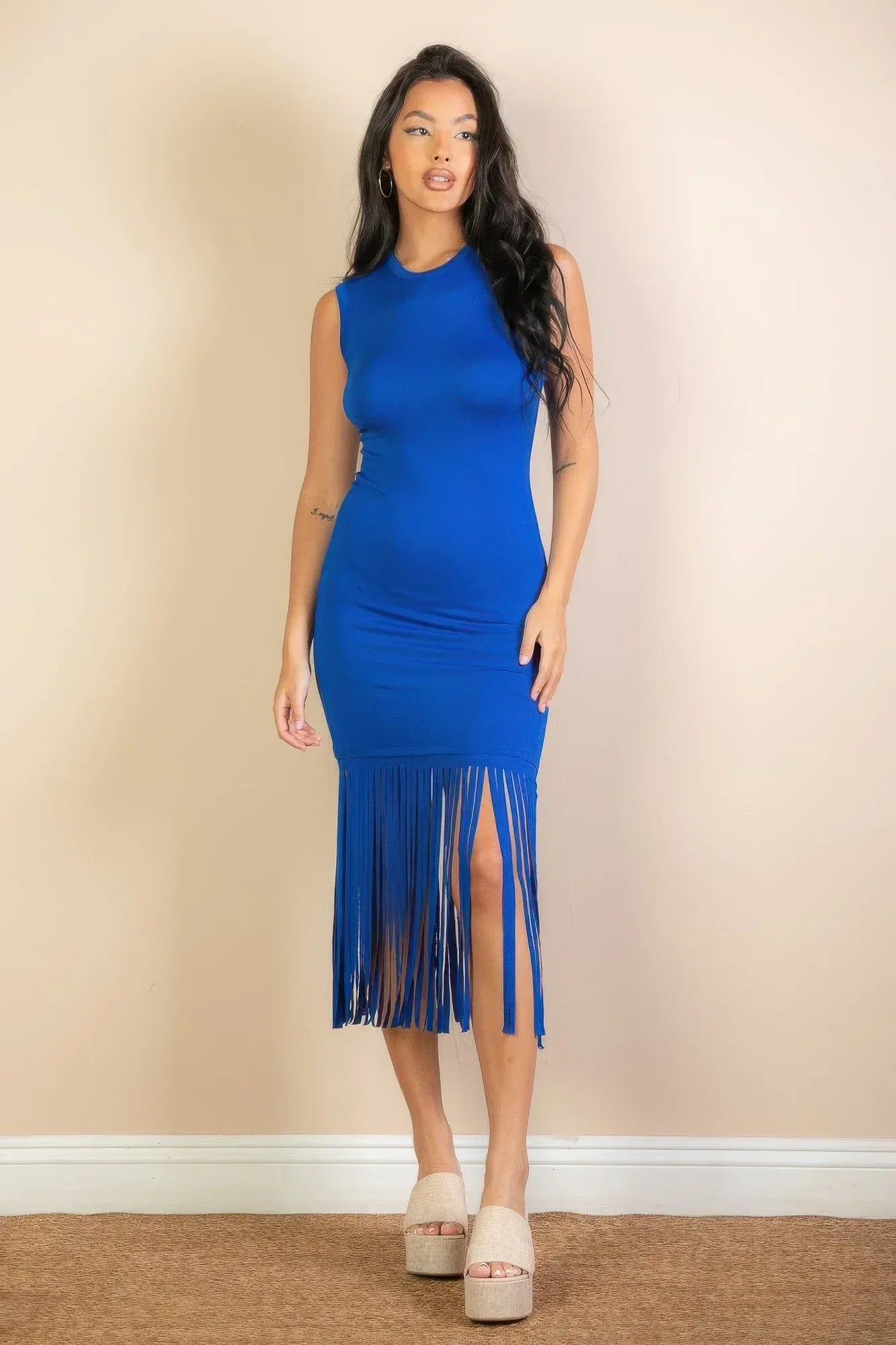 Sleeveless Fringe Midi Dress Secondary image