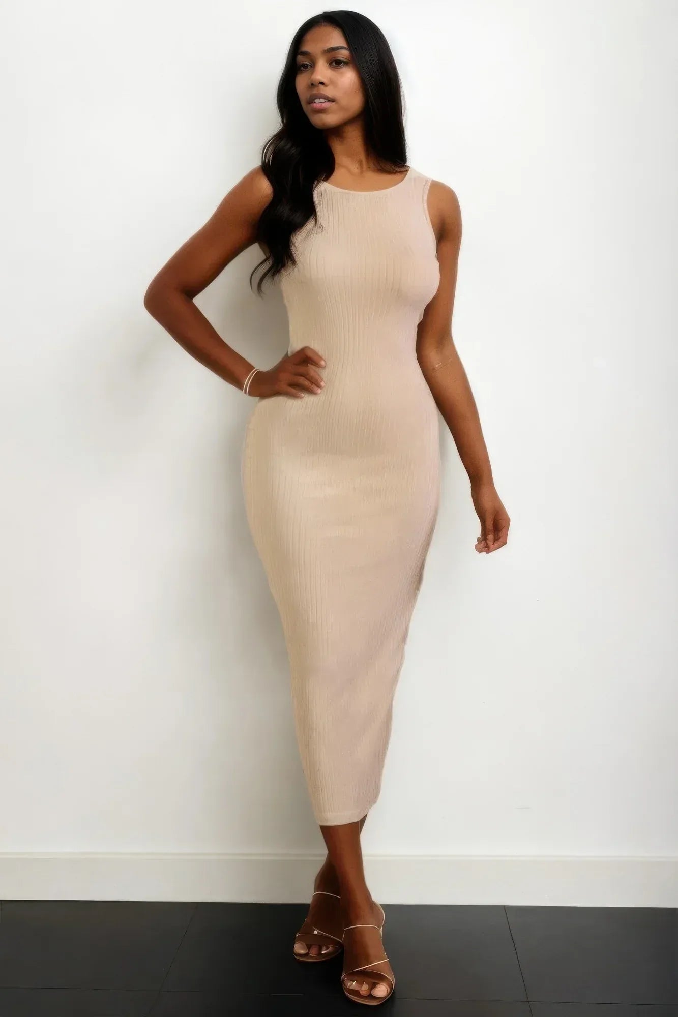 Ribbed Open Back Sleeveless Maxi Dress | Mixtshop LLC Main image