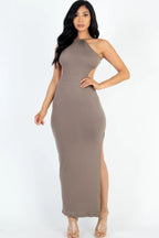 Tie Backless Split Thigh Maxi Dress | Mixtshop LLC