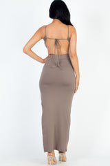 Tie Backless Split Thigh Maxi Dress | Mixtshop LLC