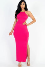 Tie Backless Split Thigh Maxi Dress | Mixtshop LLC
