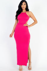 Tie Backless Split Thigh Maxi Dress | Mixtshop LLC