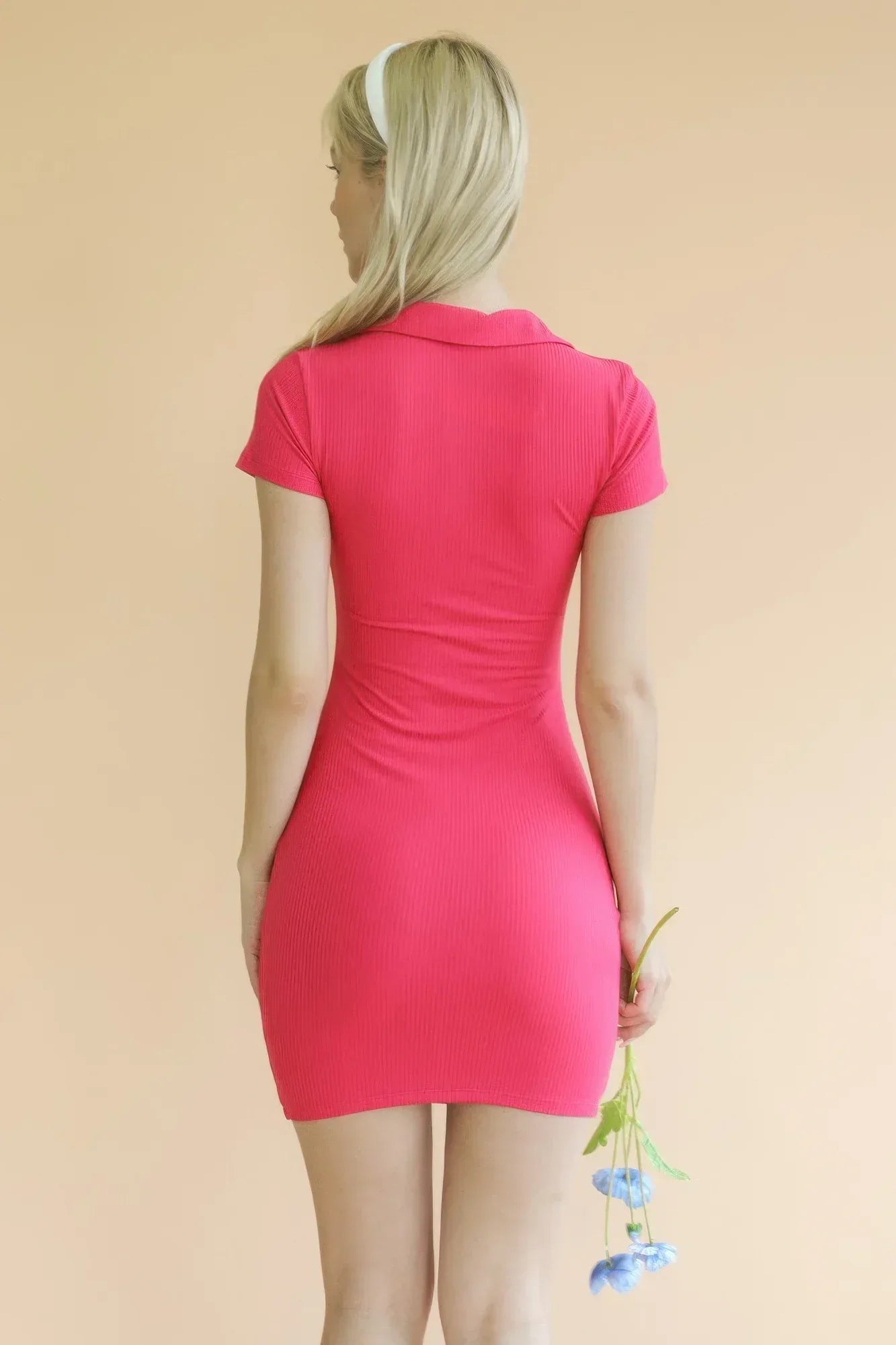 Ribbed Polo Short Sleeve Bodycon Mini Dress | Mixtshop LLC