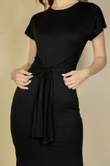 Tie Front Short Sleeve Side Slit Dress | Mixtshop LLC