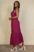 Button Front Tie Waist Sleeveless Maxi Dress | Mixtshop LLC
