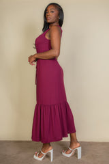 Button Front Tie Waist Sleeveless Maxi Dress | Mixtshop LLC