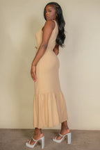 Button Front Tie Waist Sleeveless Maxi Dress | Mixtshop LLC