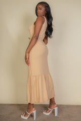 Button Front Tie Waist Sleeveless Maxi Dress | Mixtshop LLC
