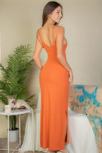 Ribbed Side Slit Long Cami Dress | Mixtshop LLC