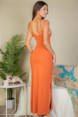 Ribbed Side Slit Long Cami Dress | Mixtshop LLC