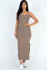 Ribbed Side Slit Long Cami Dress | Mixtshop LLC