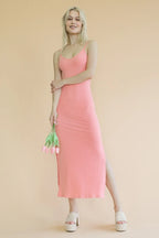 Ribbed Side Slit Long Cami Dress | Mixtshop LLC