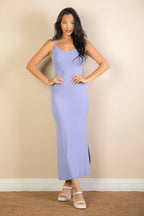 Ribbed Side Slit Long Cami Dress | Mixtshop LLC