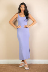 Ribbed Side Slit Long Cami Dress | Mixtshop LLC