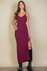 Ribbed Side Slit Long Cami Dress | Mixtshop LLC
