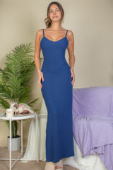 Ribbed Side Slit Long Cami Dress | Mixtshop LLC