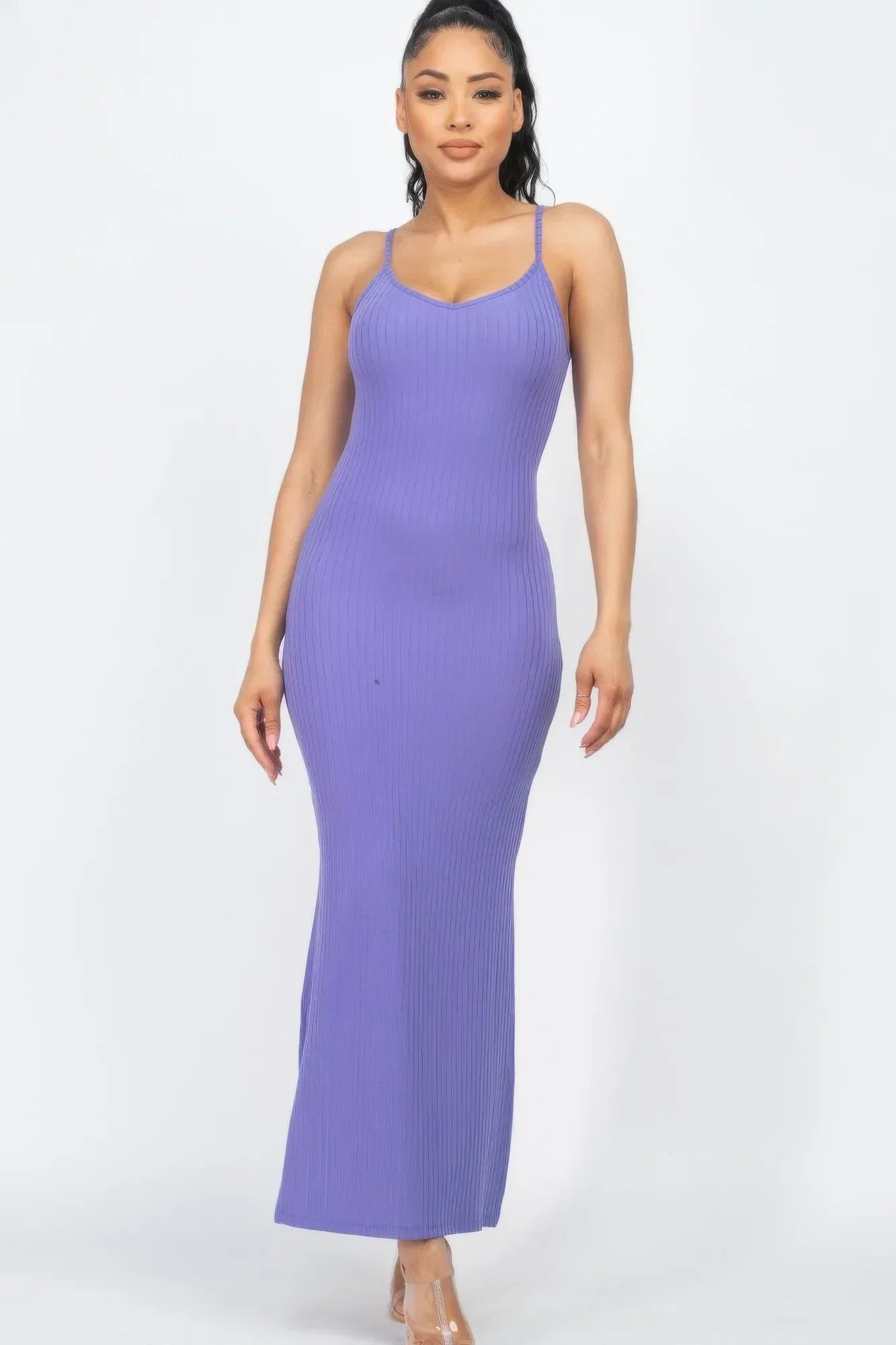 Ribbed Side Slit Long Cami Dress | Mixtshop LLC