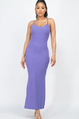 Ribbed Side Slit Long Cami Dress | Mixtshop LLC