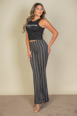 Wavy Print High Waist Flare Pants | Mixtshop LLC