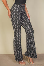 Wavy Print High Waist Flare Pants | Mixtshop LLC