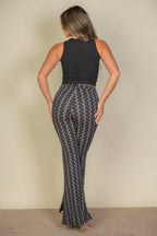 Wavy Print High Waist Flare Pants | Mixtshop LLC