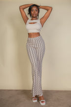 Wavy Print High Waist Flare Pants | Mixtshop LLC