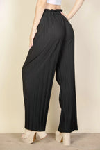 Pleated Stretch Crepe Pull-on Wide Leg Tie Front Pants | Mixtshop LLC