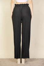 Pleated Stretch Crepe Pull-on Wide Leg Tie Front Pants | Mixtshop LLC