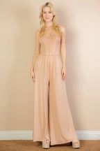 Button Front Wide Leg Jumpsuit | Mixtshop LLC