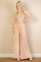 Button Front Wide Leg Jumpsuit | Mixtshop LLC