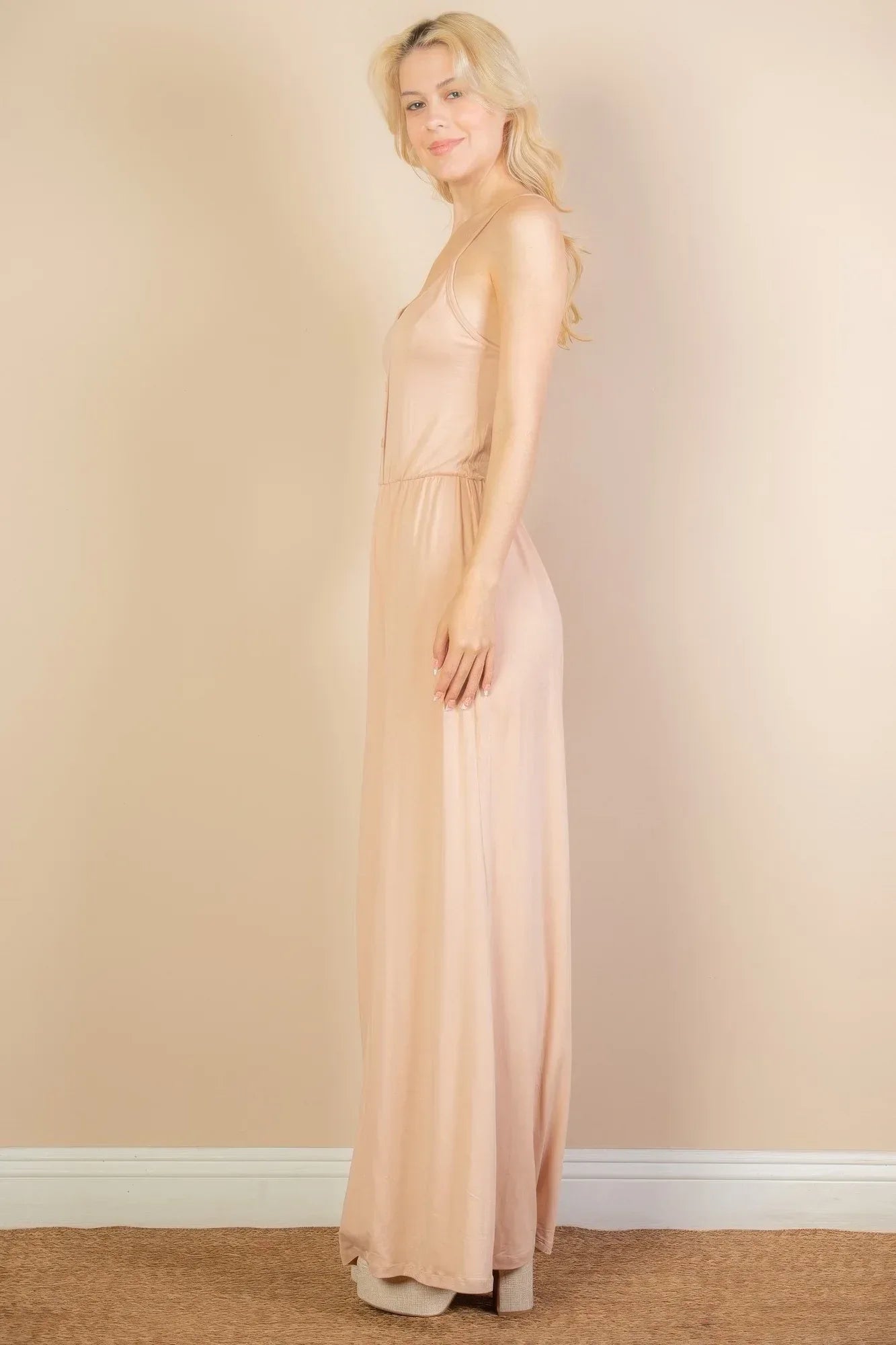Button Front Wide Leg Jumpsuit | Mixtshop LLC