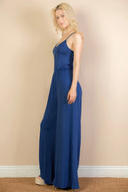 Button Front Wide Leg Jumpsuit | Mixtshop LLC