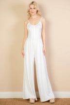 Button Front Wide Leg Jumpsuit | Mixtshop LLC
