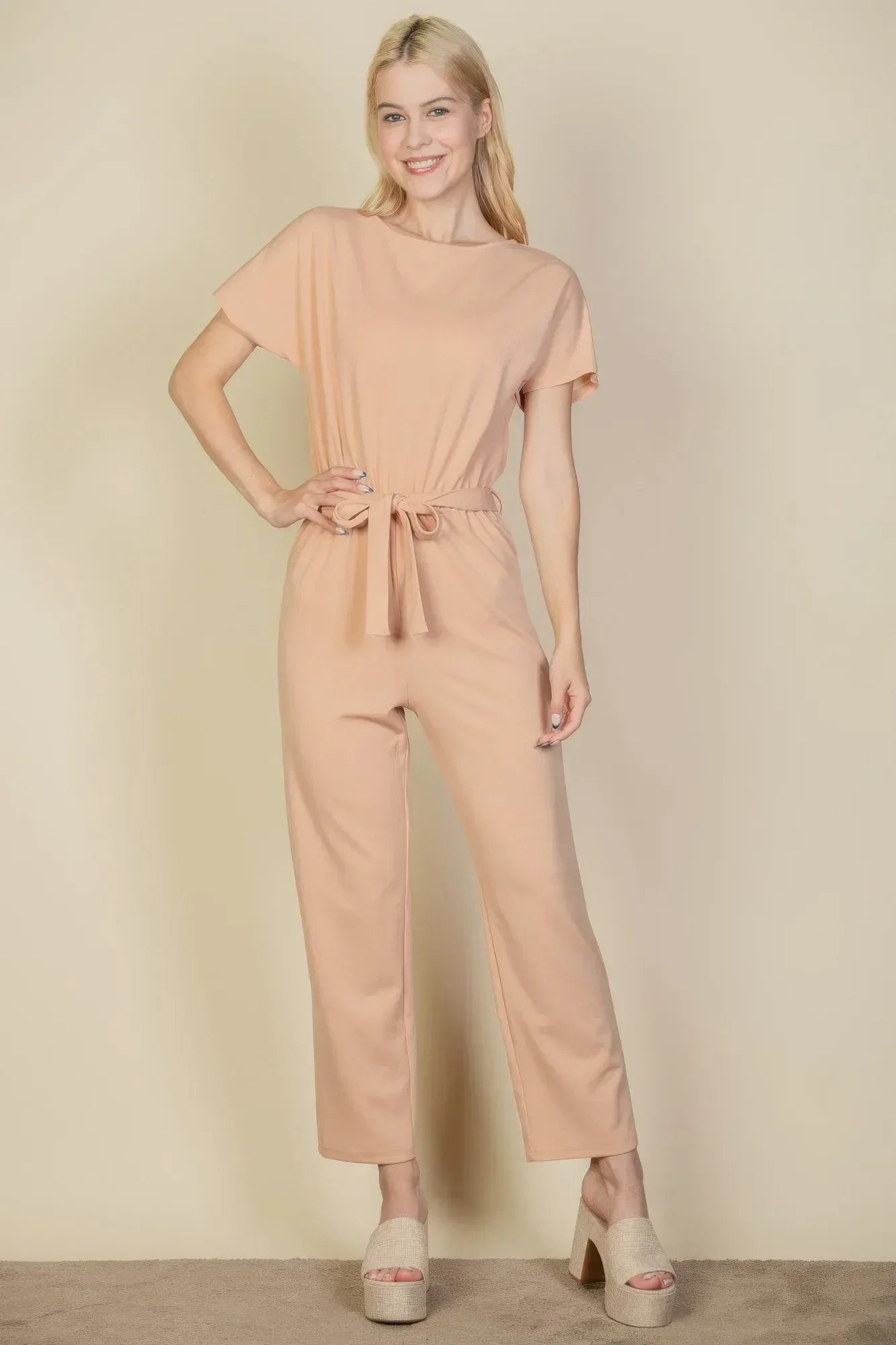 Tie Waist Relaxed Jumpsuit | Mixtshop LLC Main image