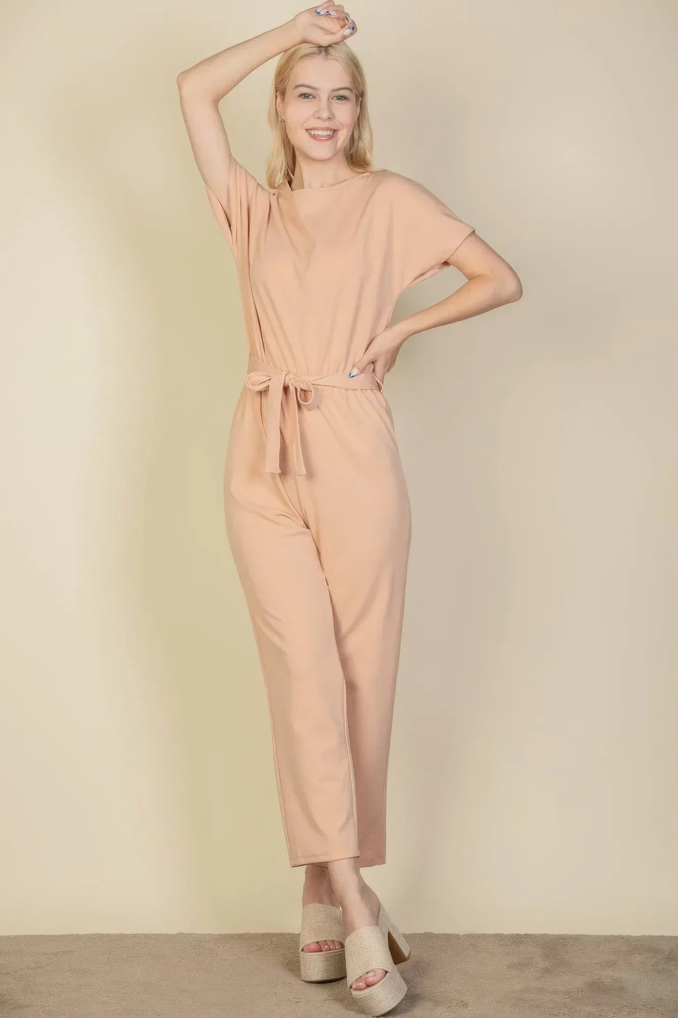 Tie Waist Relaxed Jumpsuit | Mixtshop LLC