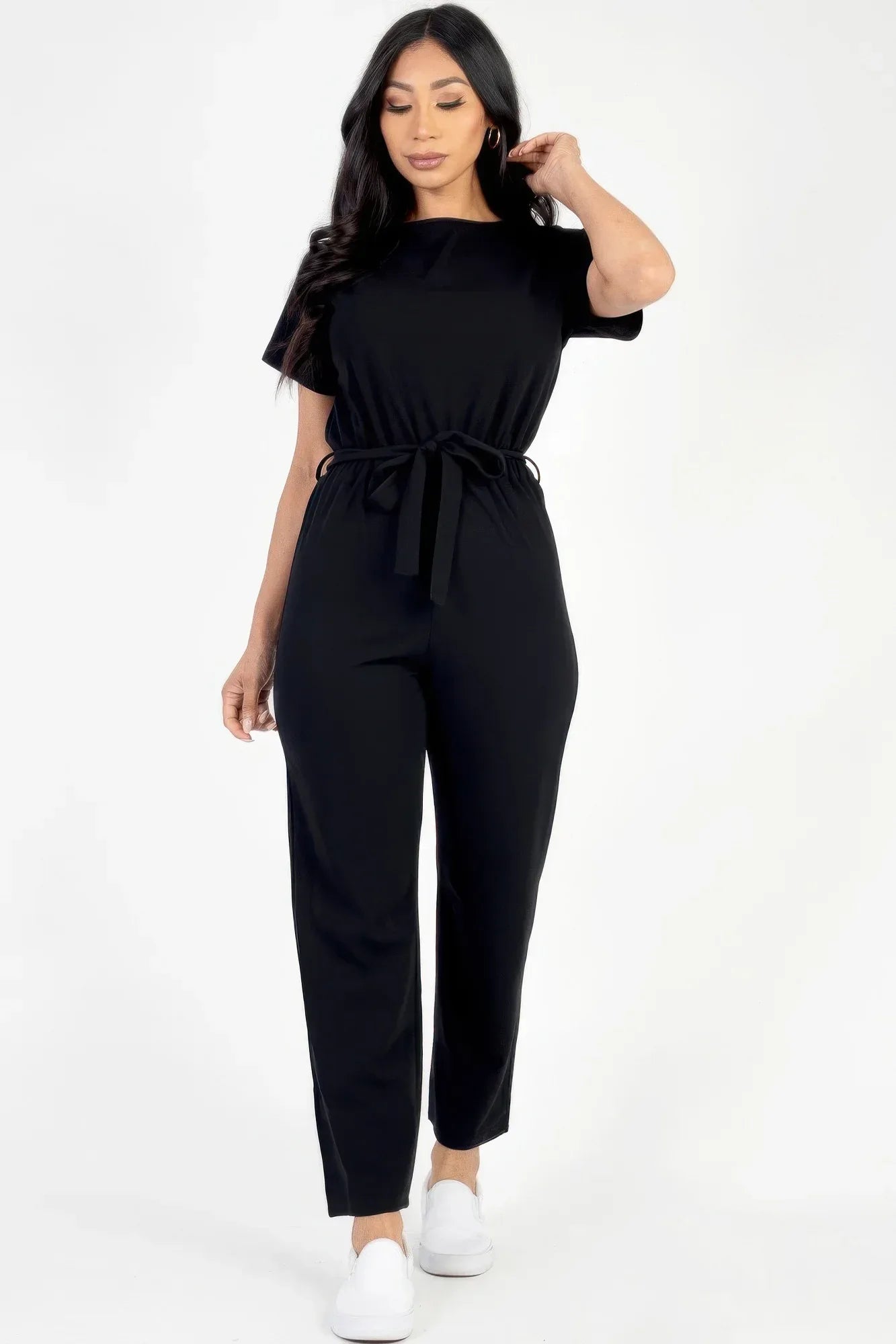 Tie Waist Relaxed Jumpsuit | Mixtshop LLC