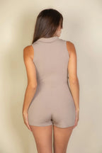 Ribbed Knit Sleeveless Button Front Romper | Mixtshop LLC