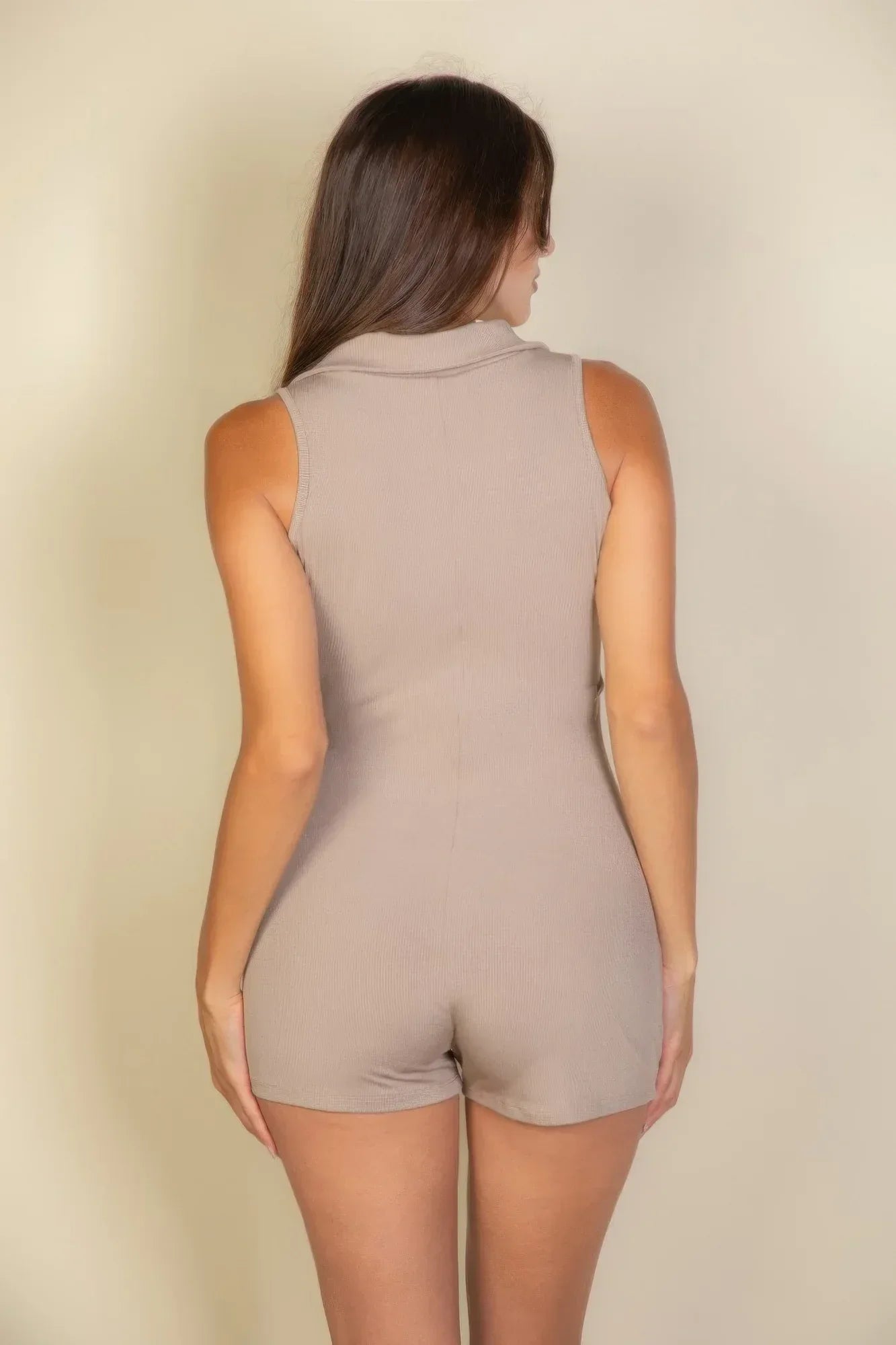 Ribbed Knit Sleeveless Button Front Romper | Mixtshop LLC