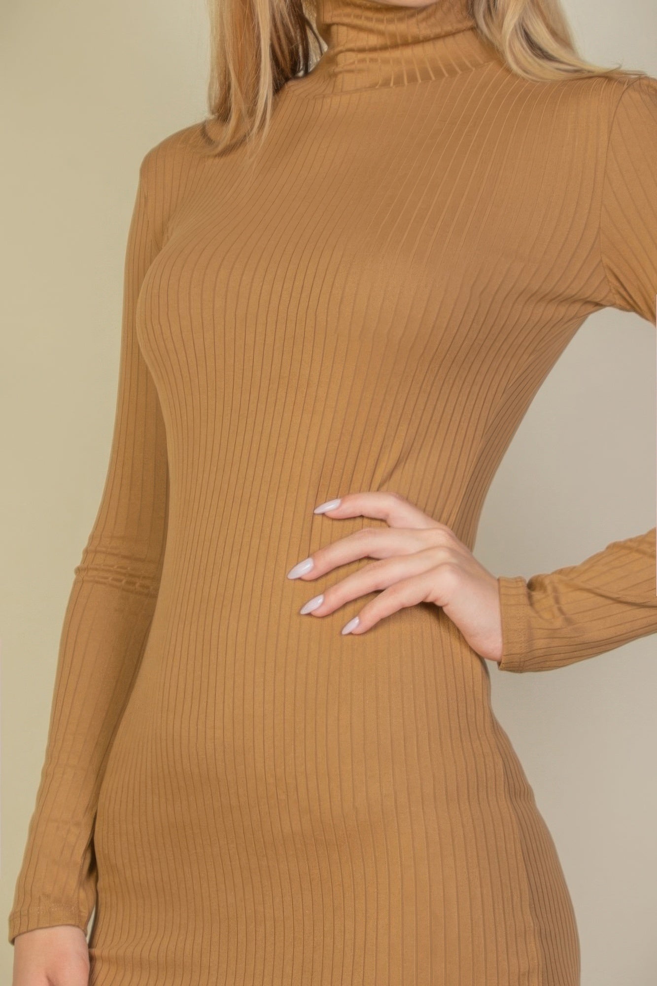 Ribbed Mock Neck Bodycon Mini Dress | Mixtshop LLC