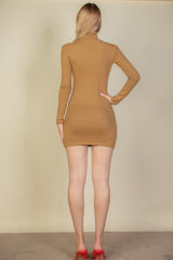 Ribbed Mock Neck Bodycon Mini Dress | Mixtshop LLC