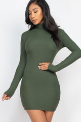 Ribbed Mock Neck Bodycon Mini Dress | Mixtshop LLC