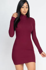 Ribbed Mock Neck Bodycon Mini Dress | Mixtshop LLC