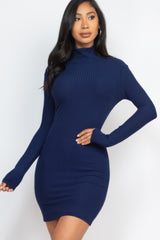 Ribbed Mock Neck Bodycon Mini Dress | Mixtshop LLC