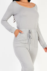 Tie Waist Long Sleeve Jumpsuit | Mixtshop LLC