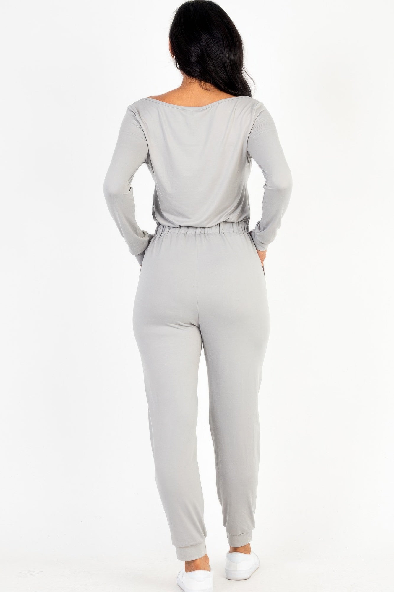 Tie Waist Long Sleeve Jumpsuit | Mixtshop LLC