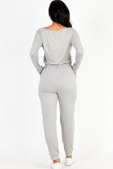 Tie Waist Long Sleeve Jumpsuit | Mixtshop LLC