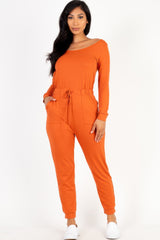 Tie Waist Long Sleeve Jumpsuit | Mixtshop LLC