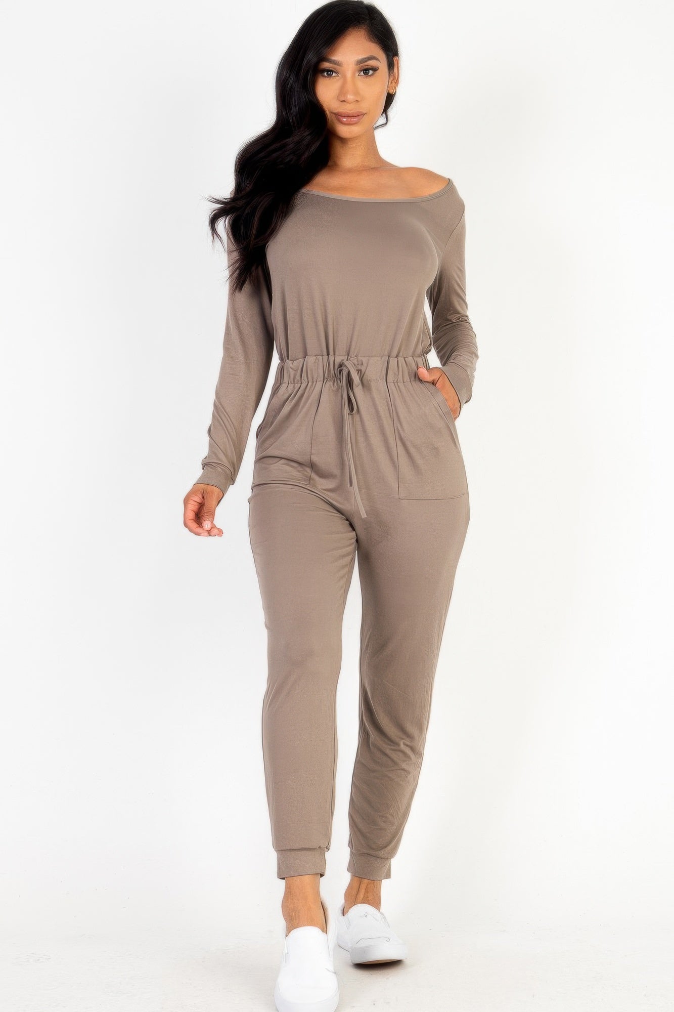 Tie Waist Long Sleeve Jumpsuit | Mixtshop LLC