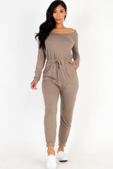 Tie Waist Long Sleeve Jumpsuit | Mixtshop LLC