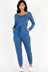 Tie Waist Long Sleeve Jumpsuit | Mixtshop LLC